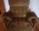 Sedačku rozkl. s dřevěnými prvky+křeslo