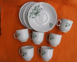 6 HRNKŮ + 6 PODŠÁLKŮ, bílý porcelán