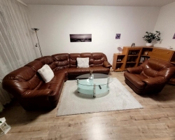 Sedací souprava rohová, hnědá kůže
